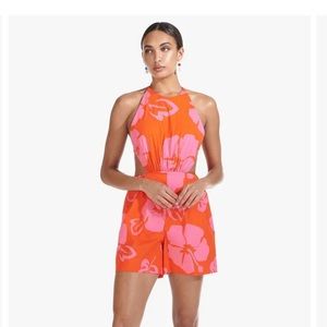 NWT Staud Georgia Romper Red Hibiscus Sz8
